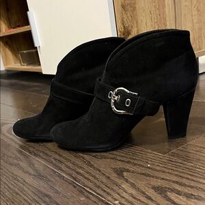 Geox Black Heeled Ankle Boots with Buckle